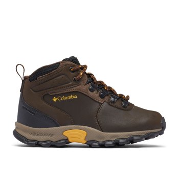 Chlapecké Turistické Boty Columbia Newton Ridge Waterproof Wide Tmavě Hnědé Zlaté Žluté CRPSWY562